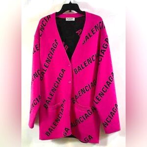 Balenciaga Oversized Pink Cardigan Sweater - Size Small